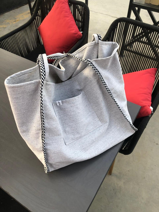 GRAY bucket tote+POUCH